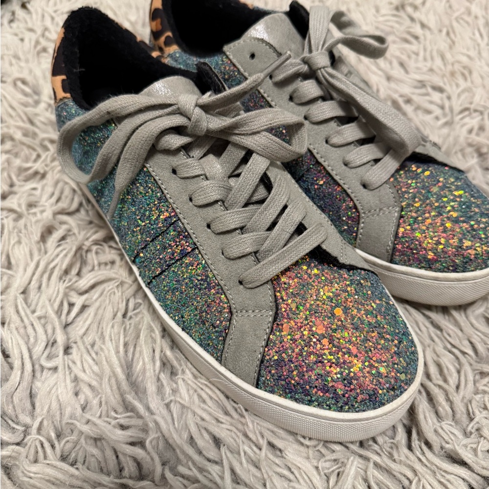 INC Multicolor iridescent & leopard Glitter Sneakers
